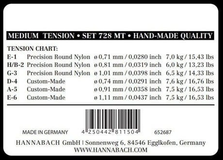 Hannabach 728 Custom Made Diskant-Saitensatz, klassische Gitarre, medium tension
