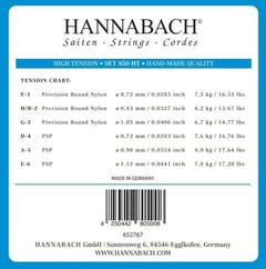 Hannabach 850 G3 Diskantsaite für klassische Gitarren, high tension