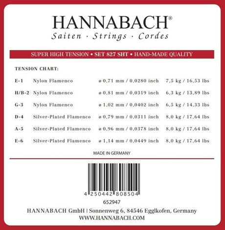 Hannabach 827 Diskantsaiten E1, H/B2 und G3, super High Spannung