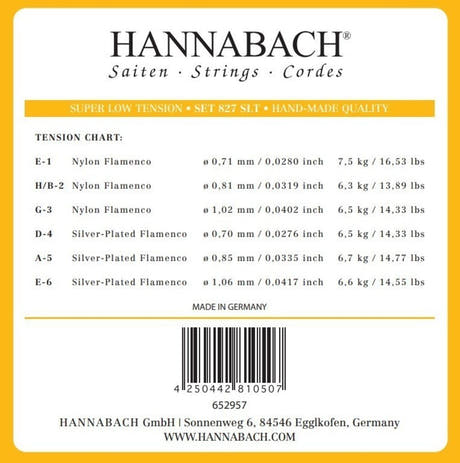 Hannabach 827 Diskantsaitensatz E1, H/B2 und G3, sehr niedrige Spannung