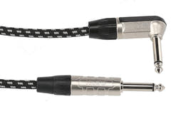GEWA Pro Line Instrumentenkabel 3 m, schwarz-weißes Tweed, gewinkelter Klinkenstecker