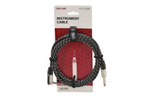 GEWA Pro Line Instrumentenkabel 3 m, schwarz-weißes Tweed, gewinkelter Klinkenstecker