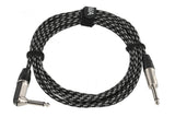 GEWA Pro Line Instrumentenkabel 3 m, schwarz-weißes Tweed, gewinkelter Klinkenstecker
