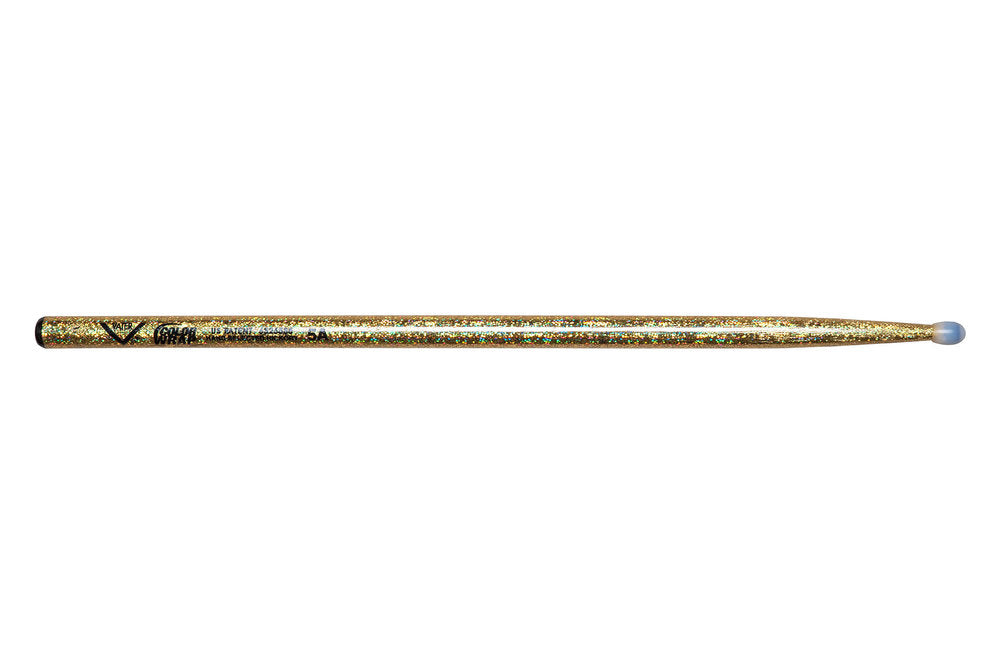 Vater Color Wrap 5A Gold Sparkle Schlagzeugstöcke, Hickory, Nylonspitze