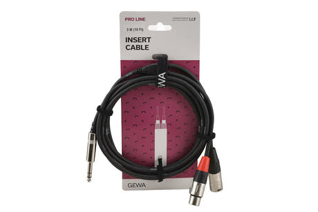 GEWA Pro Line Insert-Kabel 3 m, Stereo-Klinke auf XLR-Stecker und XLR-Buchse