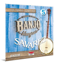 Savarez BN80M Bluegrass strenge til 5-strenget banjo, medium