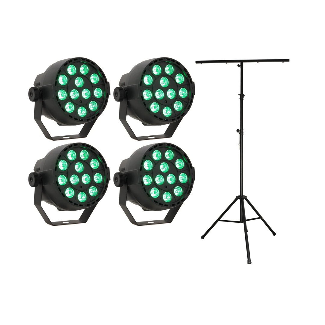LED Spot Multicolor m. Fernbedienung (12x3W) & Perfex Lichtstativ