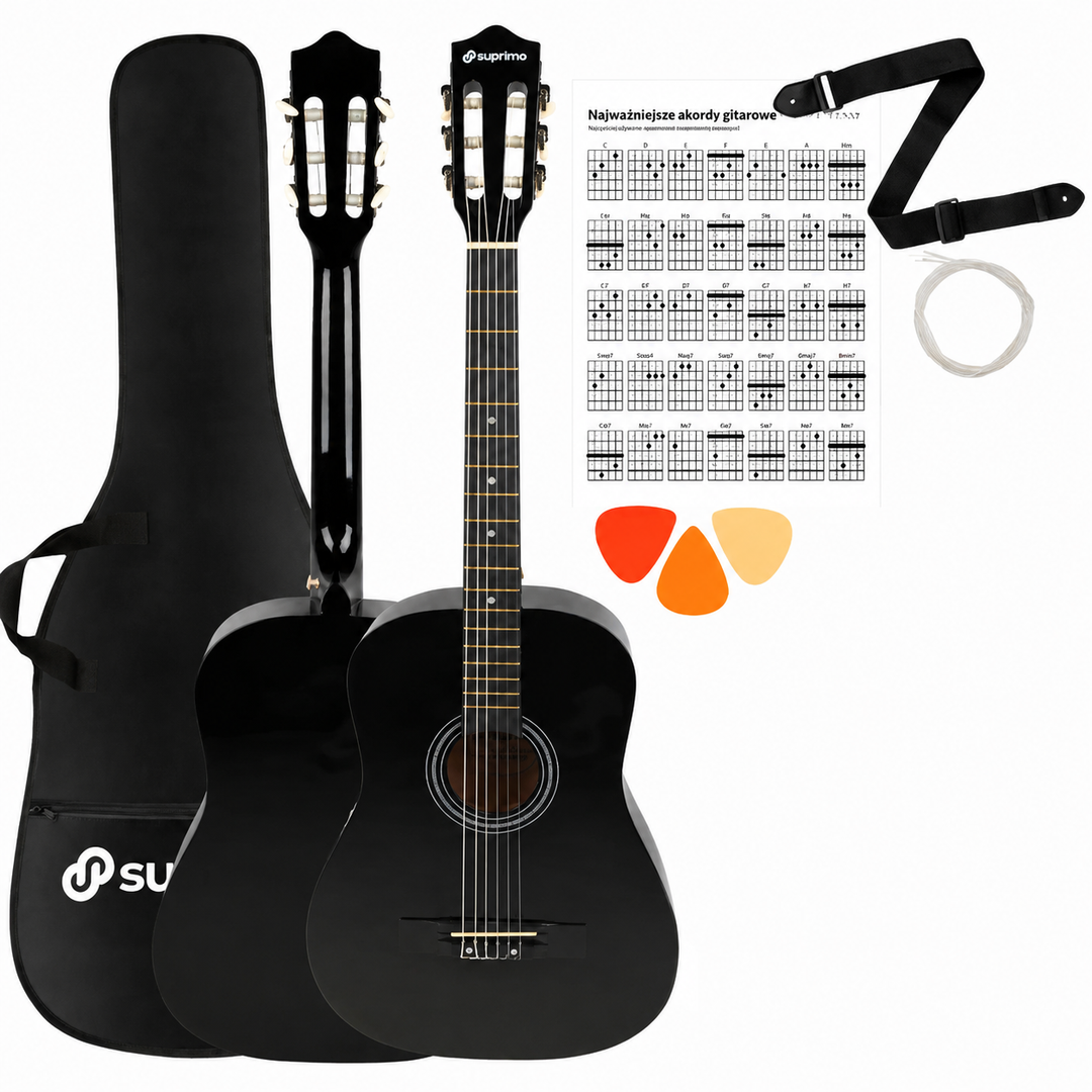 Suprimo CGS2 BK Klassisches Gitarrenset 4/4, Schwarz
