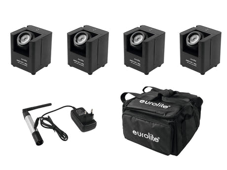 EUROLITE Set 4x AKKU UP-1 + Soft Bag SB-4 + QuickDMX Wireless Transmitter