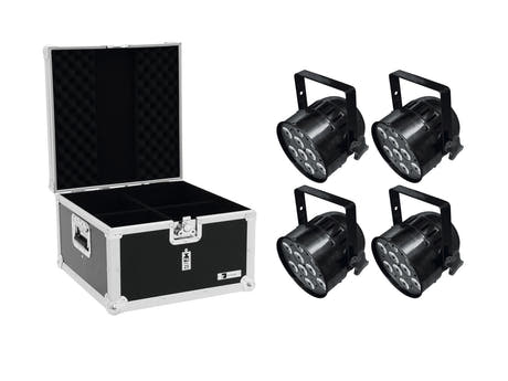 EUROLITE Set 4x LED PAR-56 HCL Kurz bk + EPS-Koffer