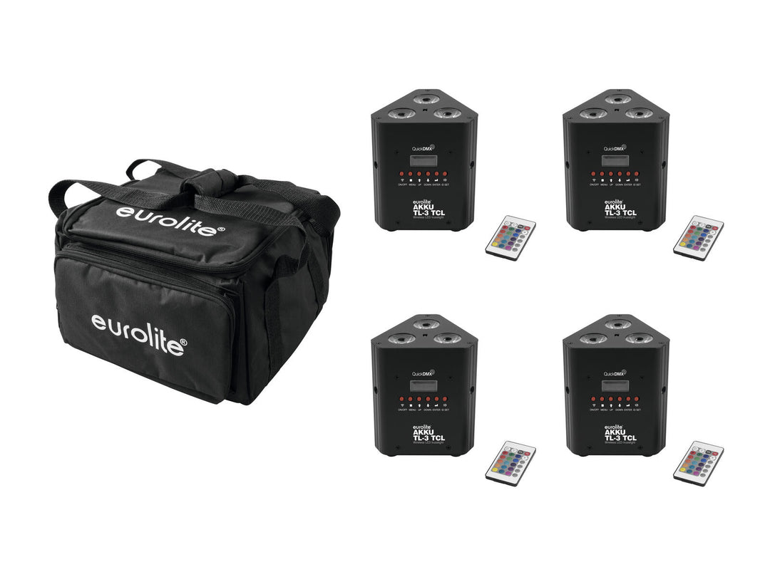 EUROLITE Set 4x AKKU TL-3 QuickDMX + Softtasche