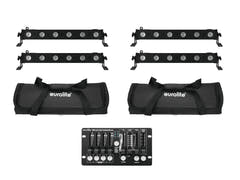EUROLITE Set 4x LED BAR-6 QCL RGBW + 2x Softbag + Controller