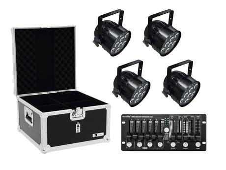 EUROLITE Set 4x LED PAR-56 HCL bk + Koffer + Controller
