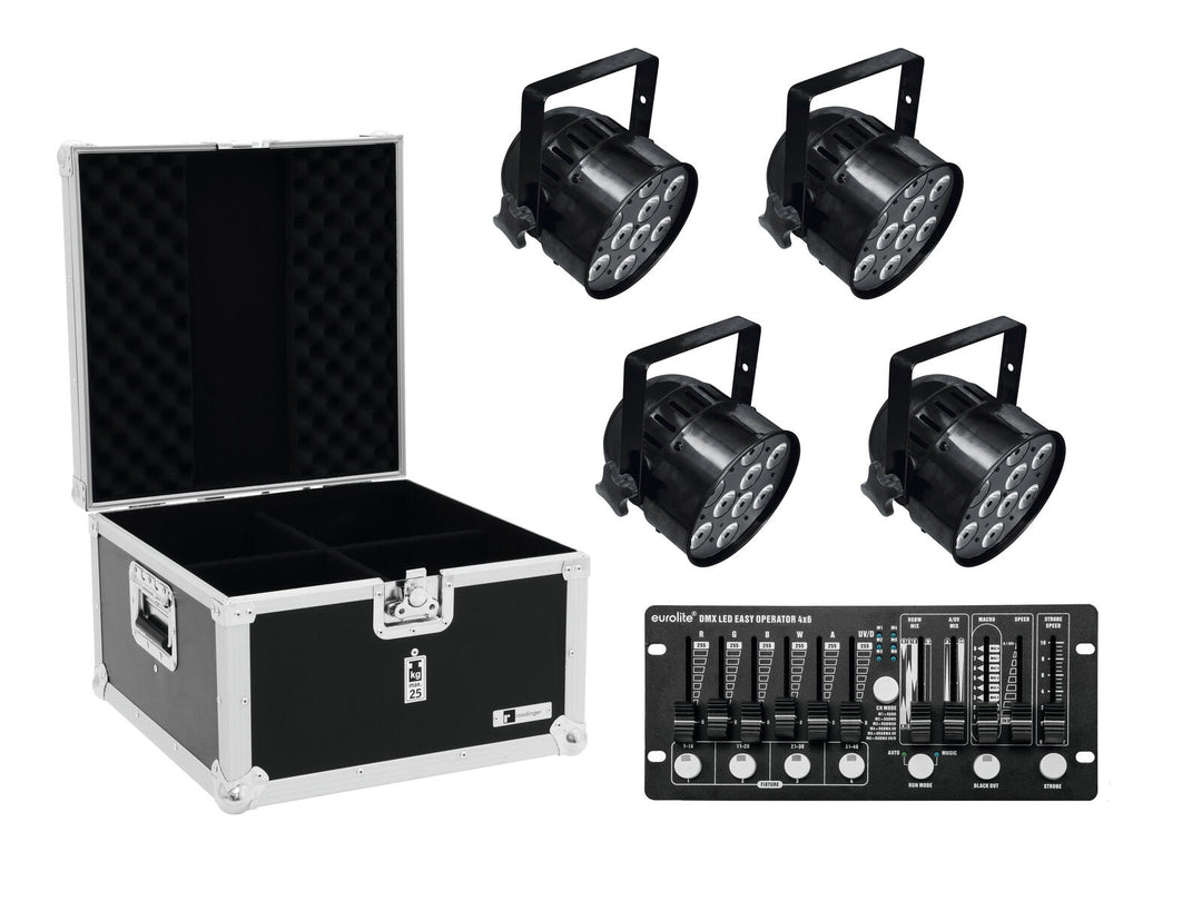 EUROLITE Set 4x LED PAR-56 HCL bk + Koffer + Controller