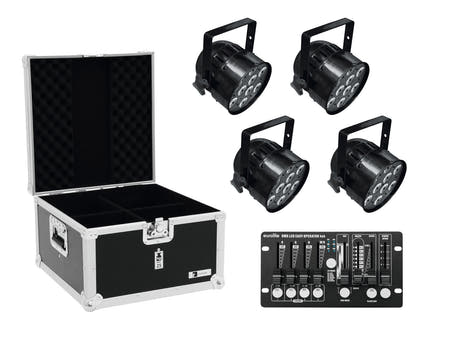 EUROLITE Set 4x LED PAR-56 QCL bk + Koffer + Controller