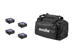 EUROLITE Set 4x AKKU Flat Light 3 bk + Softtasche