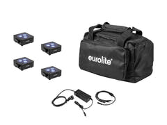 EUROLITE Set 4x AKKU Flat Light 3 bk + Ladegerät + Softtasche