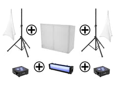 EUROLITE Set AKKU 2x Flat light 3 bk + Bar-6 + Stative