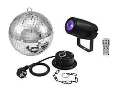 EUROLITE Spiegelkugel 20cm mit Motor + LED PST-5 QCL Spot bk