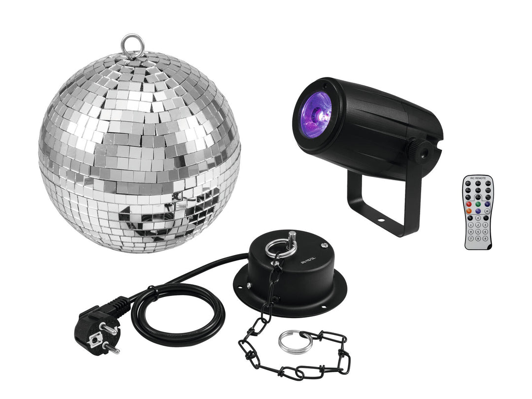 EUROLITE Spiegelkugel 20cm mit Motor + LED PST-5 QCL Spot bk