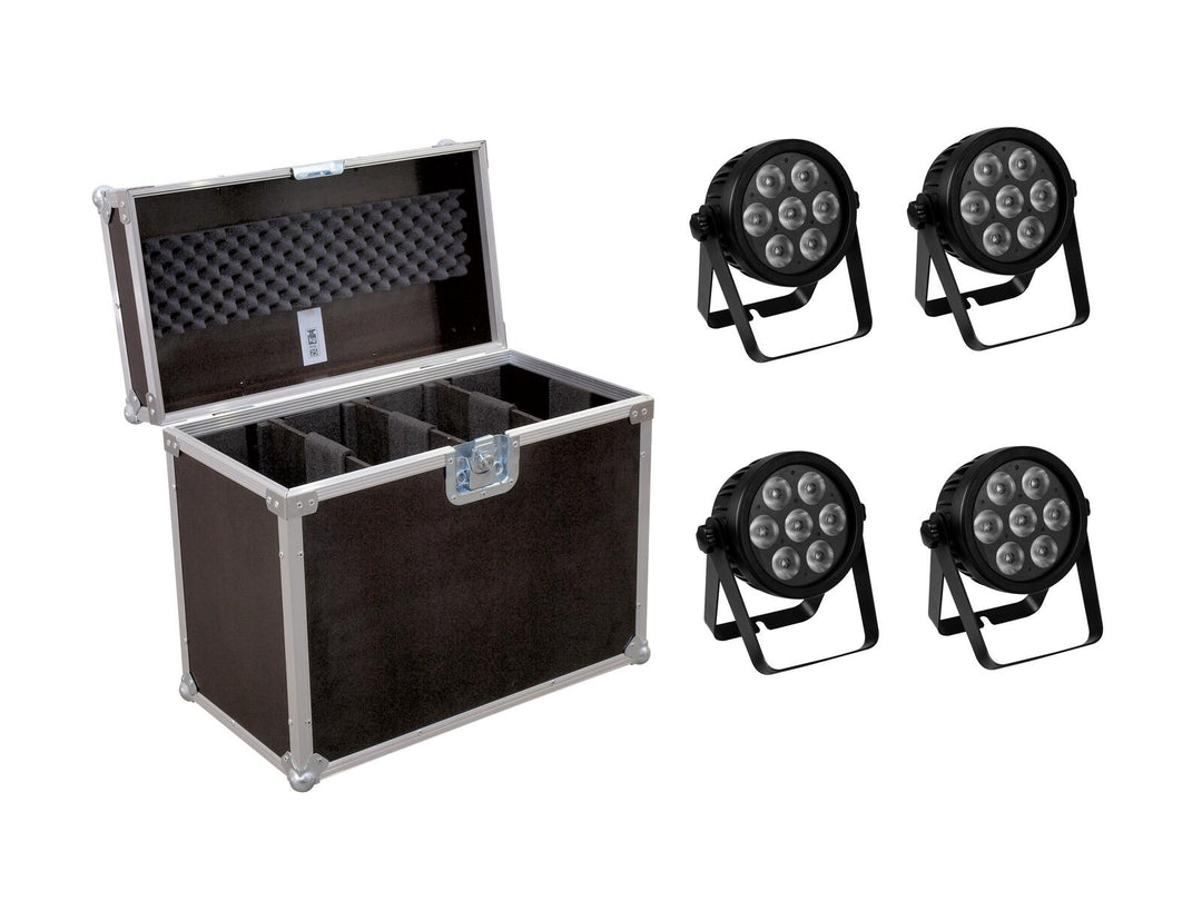 EUROLITE Set 4x LED 7C-7 Silent Slim Spot + Koffer