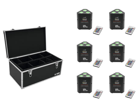 EUROLITE Set 6x AKKU TL-3 TCL Traversenleuchte QuickDMX + Koffer TDV-1