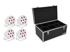 EUROLITE Set 4x LED SLS-7 HCL Bodenstrahler weiß + Case