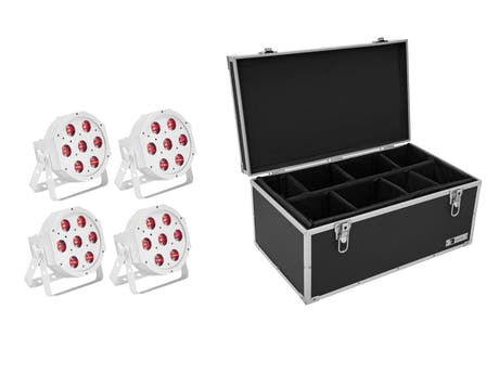 EUROLITE Set 4x LED SLS-7 HCL Bodenstrahler weiß + Case
