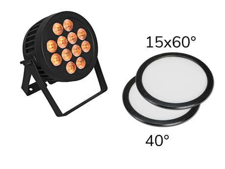 EUROLITE Set LED IP PAR 12x8W QCL-Spot + 2x Diffusorabdeckung (15x60° und 40°)