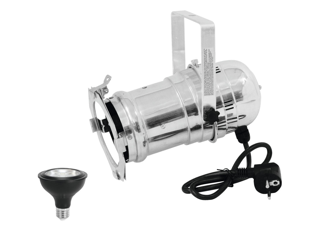EUROLITE Set PAR-30 Spot silber + PAR-30 230V COB 12W E-27 LED 1800-3000K dim2warm