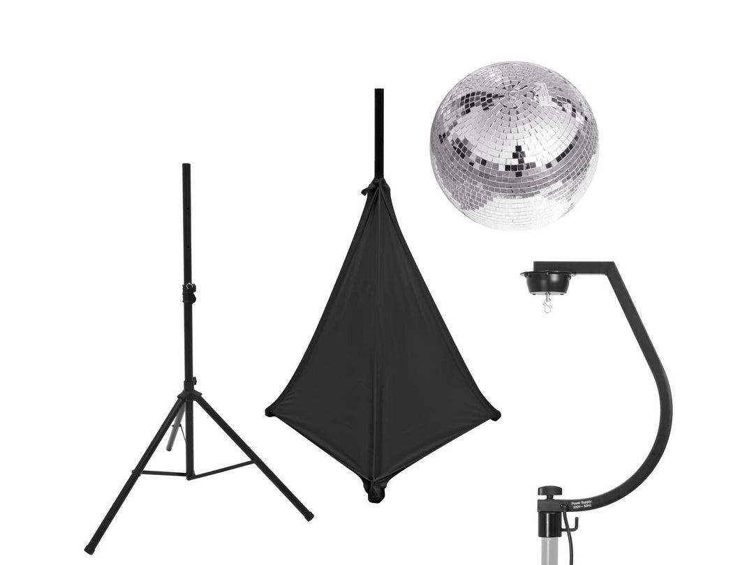 EUROLITE Set Spiegelkugel 30cm mit Ständer und schwarzem Stativ-cover