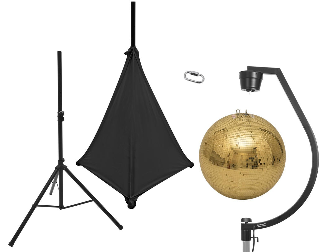 EUROLITE Set Spiegelkugel 50cm gold mit Ständer und schwarzem Stativ-cover