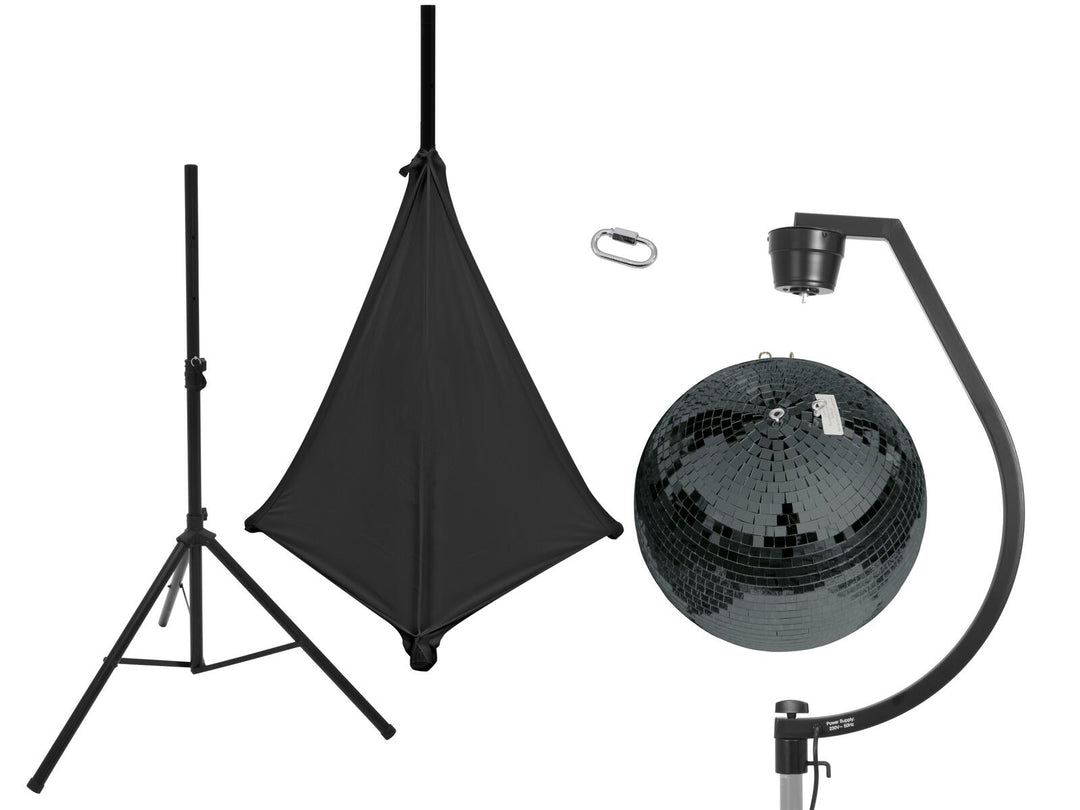 EUROLITE Set Spiegelkugel 50cm schwarz mit Ständer und schwarzem Stativ-cover