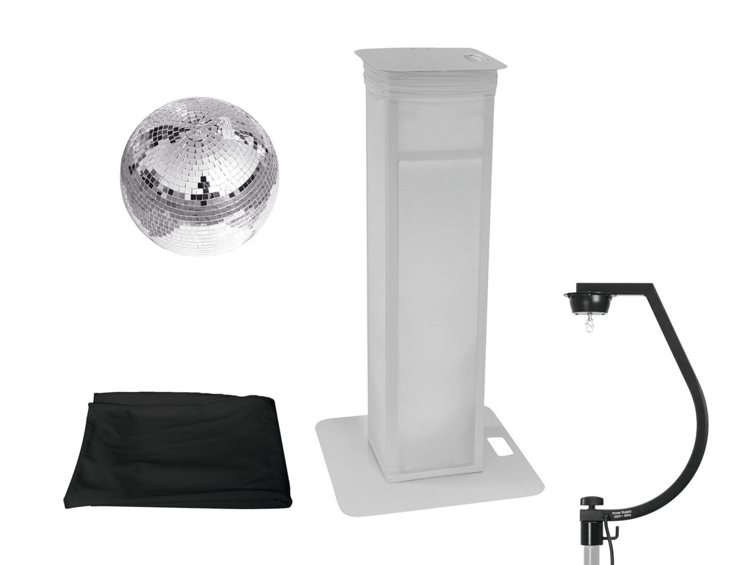 EUROLITE Set Spiegelkugel 30cm mit variablem Bühnenständer + Abdeckung schwarz