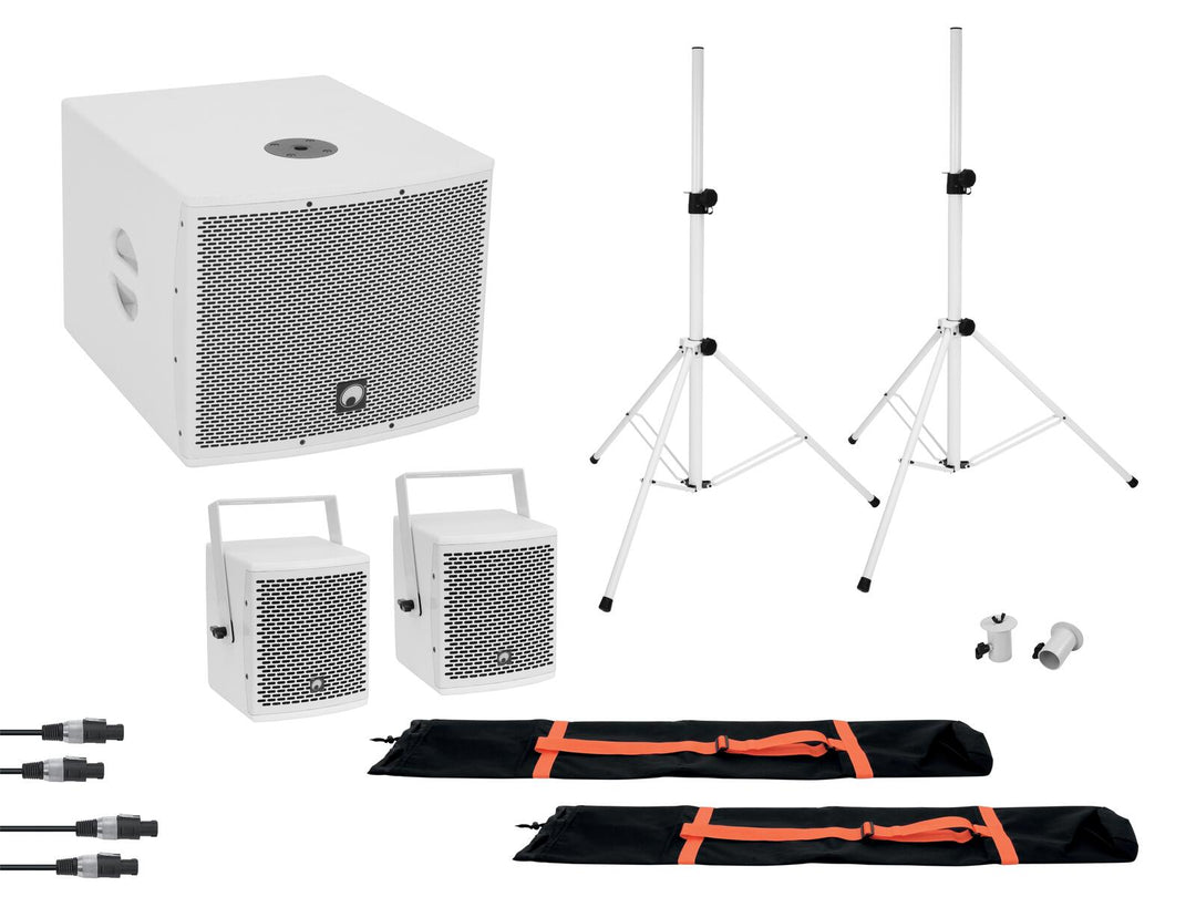 OMNITRONIC Set MOLLY 2.1 Active System Sub + 2x Top + Zubehör, weiß