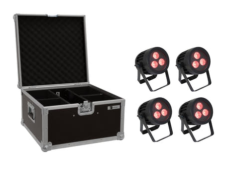 EUROLITE Set 4x LED IP PAR 3x9W SCL Scheinwerfer + Koffer