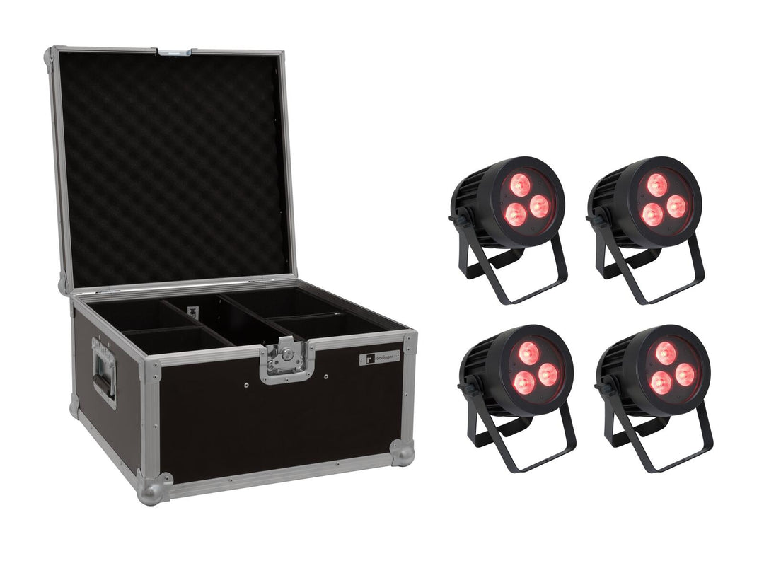 EUROLITE Set 4x LED IP PAR 3x9W SCL Scheinwerfer + Koffer