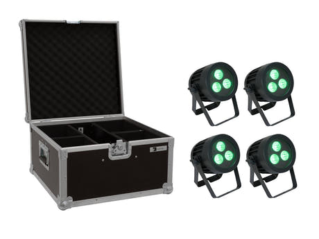 EUROLITE Set 4x LED IP PAR 3x8W QCL Spot + Koffer