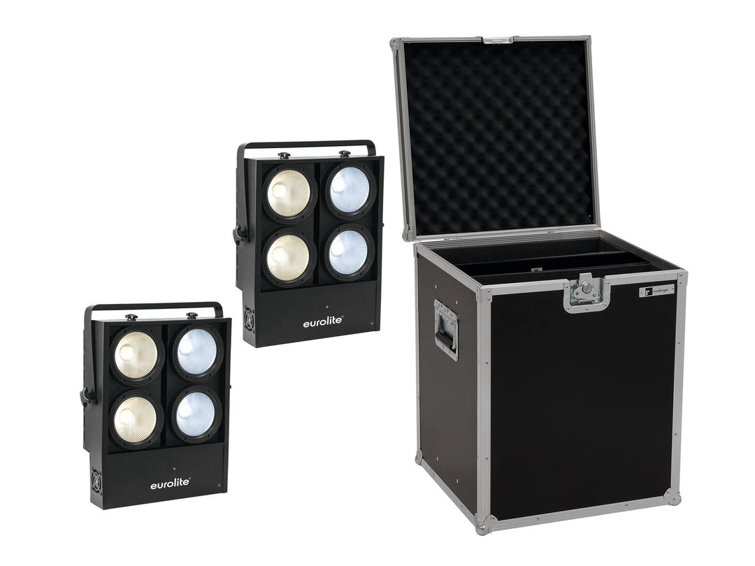 EUROLITE Set 2x Audience Blinder 4x100W LED COB CW/WW + Koffer