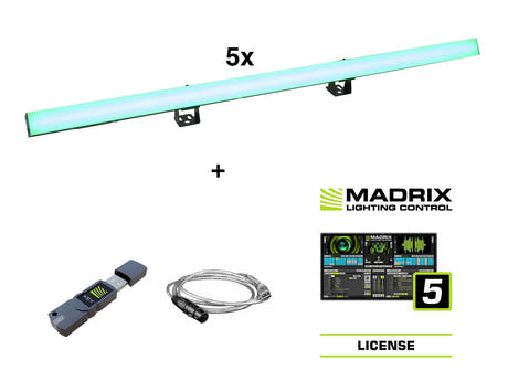 EUROLITE Set 5x LED PR-100/32 Pixel-DMX-Schiene + Madrix-Software
