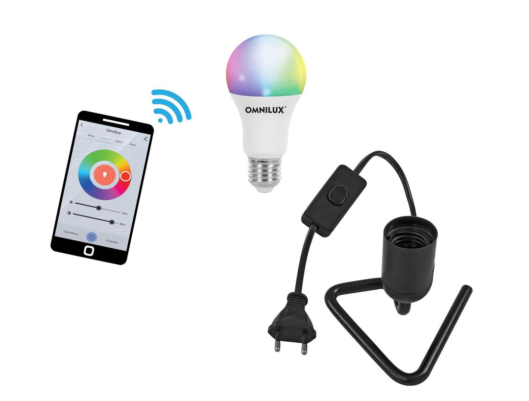 EUROLITE Set LED E27 RGB/WW/CW WiFi + Triangle Base schwarz