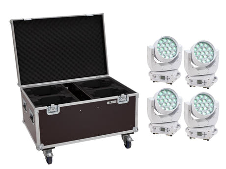 EUROLITE Set 2x LED TMH-X4 Moving Head Wash Zoom wh + EU-Koffer mit Rädern