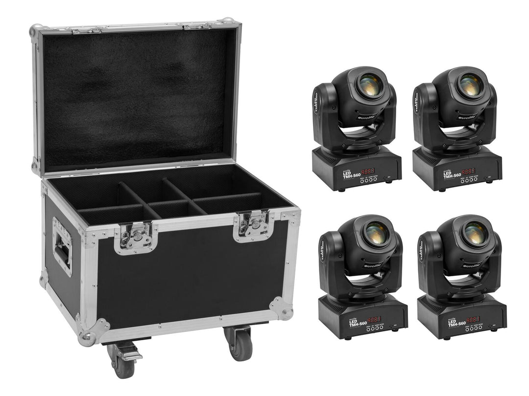 EUROLITE Set 4x LED TMH-S60 Moving Head Spot + Case
