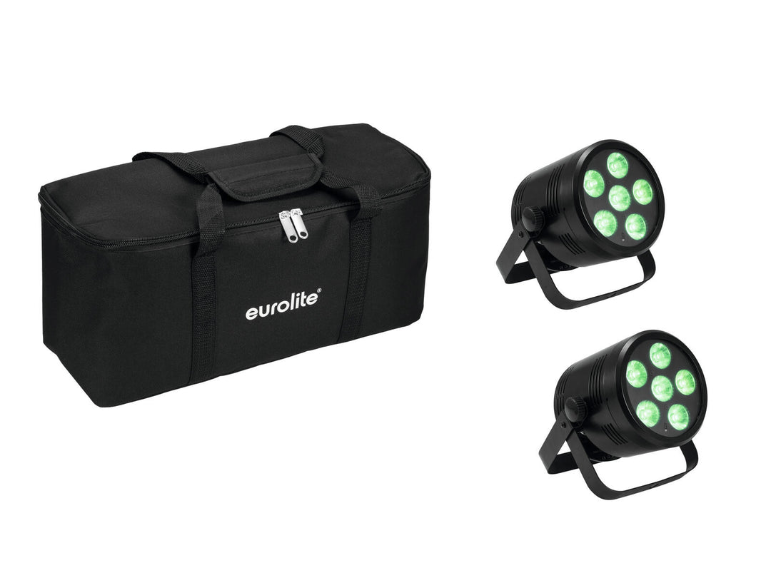 EUROLITE Set 2x AKKU PAR 6 QCL + Softbag