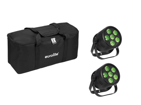 EUROLITE Set 2x LED Silent Par 6 QCL Boden bk + Soft Bag