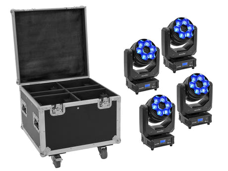 EUROLITE Set 4x LED TMH-H240 Strahl/Wash/Blüten Effect + Koffer