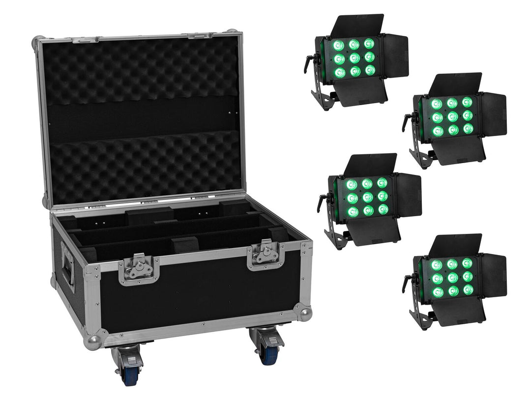 EUROLITE Set 4x LED CLS-9 QCL RGB/WW 9x7W + Koffer