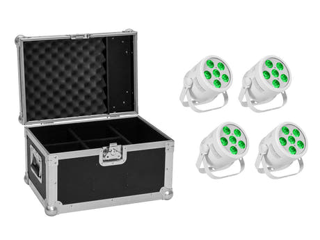 EUROLITE Set 4x LED Silent PAR 6 QCL Bodenstrahler weiß + Koffer