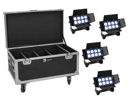 EUROLITE Set 4x Multiflood IP 8x10W RGBW Wash + Koffer