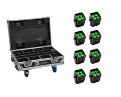 EUROLITE Set 8x AKKU Mini IP UP-4 QCL Spot MK2 + case mit Ladefunktion